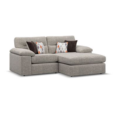 Morgan Modular 2 Seater Right Hand Compact Chaise Sofa in Santos Mink with Orange and Beige Scatters - Group 13
