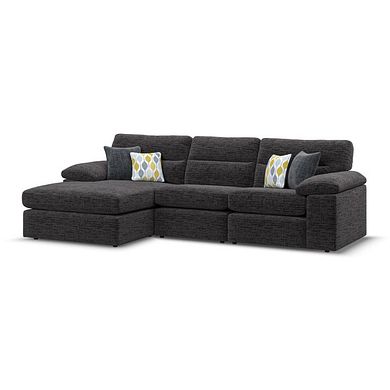 Morgan Modular 3 Seater Left Hand Chaise Sofa in Santos Black with Green and Grey Scatters - Group 14
