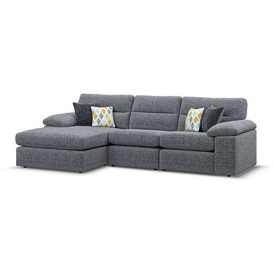 Morgan Modular 3 Seater Left Hand Chaise Sofa in Santos Grey with Green and Grey Scatters - Group 14