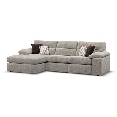 Morgan Modular 3 Seater Left Hand Chaise Sofa in Santos Mink with Orange and Beige Scatters - Group 14
