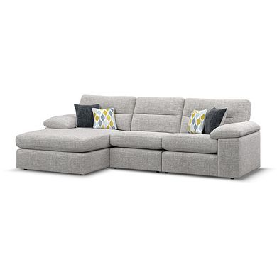 Morgan Modular 3 Seater Left Hand Chaise Sofa in Santos Silver with Green and Grey Scatters - Group 14