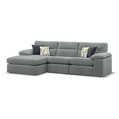 Morgan Modular 3 Seater Left Hand Chaise Sofa in Santos Steel with Green and Grey Scatters - Group 14