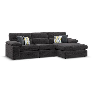 Morgan Modular 3 Seater Right Hand Chaise Sofa in Santos Black with Green and Grey Scatters - Group 15