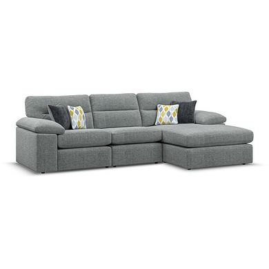 Morgan Modular 3 Seater Right Hand Chaise Sofa in Santos Steel with Green and Grey Scatters - Group 15