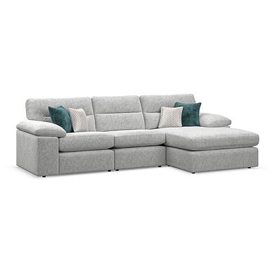 Morgan Modular 3 Seater Right Hand Chaise Sofa in Cupid Silver fabric - Group 15