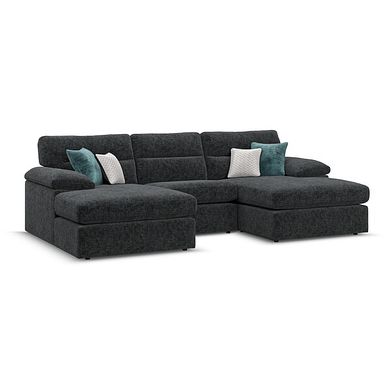 Morgan Modular 3 Seater U-Shape Chaise Sofa in Cupid Charcoal fabric - Group 16