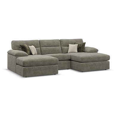 Morgan Modular 3 Seater U-Shape Chaise Sofa in Olive Green Fabric - Group 16