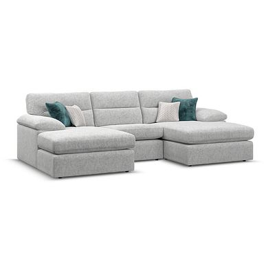 Morgan Modular 3 Seater U-Shape Chaise Sofa in Cupid Silver fabric - Group 16