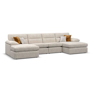 Morgan Modular 4 Seater U-Shape Chaise Sofa in Cupid Beige fabric - Group 17