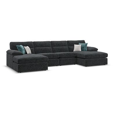 Morgan Modular 4 Seater U-Shape Chaise Sofa in Cupid Charcoal fabric - Group 17
