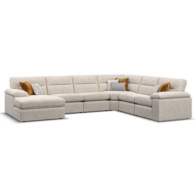 Morgan  Modular 6 Seater Left Hand Corner Sofa with Chaise in Cupid Beige fabric - Group 18