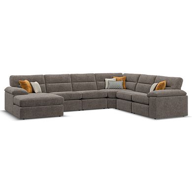 Morgan  Modular 6 Seater Left Hand Corner Sofa with Chaise in Cupid Brown fabric - Group 18