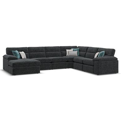 Morgan  Modular 6 Seater Left Hand Corner Sofa with Chaise in Cupid Charcoal fabric - Group 18