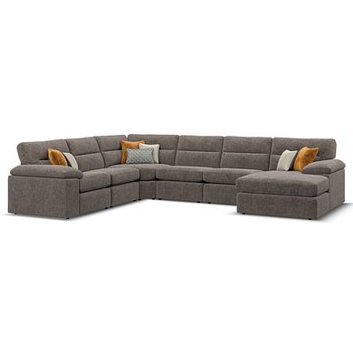 Morgan Modular 6 Seater Right Hand Corner Sofa with Chaise in Cupid Brown fabric - Group 19