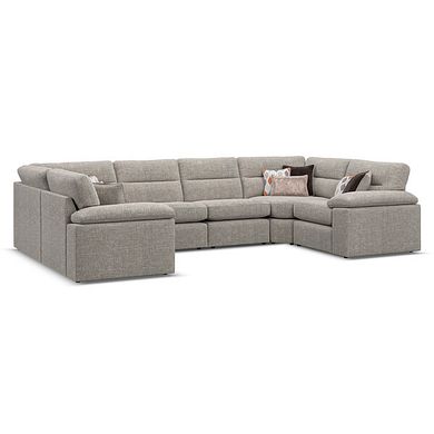 Morgan Small U-Shape Modular Corner Sofa in Santos Mink with Orange and Beige Scatters - Group 10