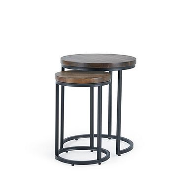 Detroit Solid Hardwood and Metal Nesting Side Tables
