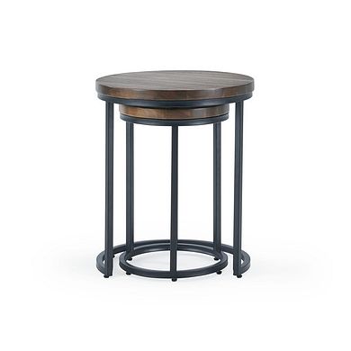 Detroit Solid Hardwood and Metal Nesting Side Tables