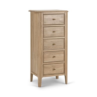 Newton Light Natural Solid Oak 5 Drawer Tallboy