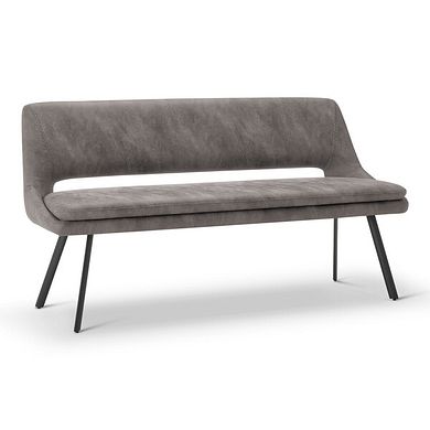 Nico Dining Bench in Dark Grey with Black Metal Legs