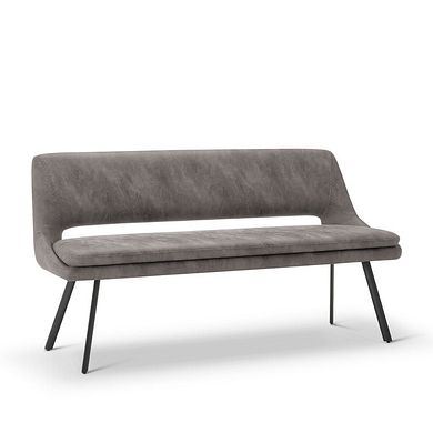 Nico Dining Bench in Dark Grey with Black Metal Legs