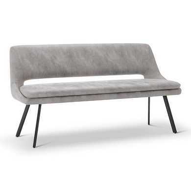 Nico Dining Bench in Light Grey with Black Metal Legs