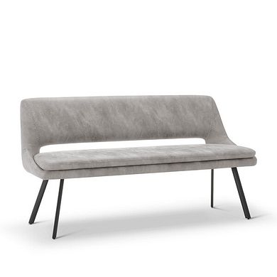 Nico Dining Bench in Light Grey with Black Metal Legs
