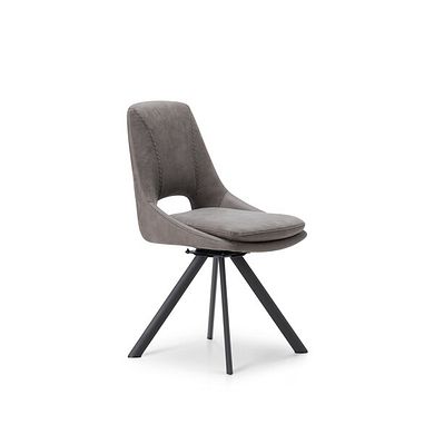Nico Swivel Dining Chair in Dark Grey with Black Metal Legs