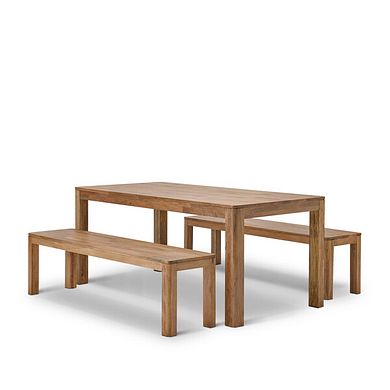 Noah Solid Mango Dining Table + 2 Noah Solid Mango Benches