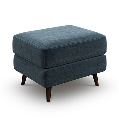 Nova Footstool in Canna Steel Blue Fabric