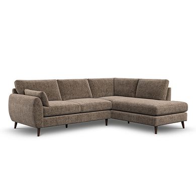 Nova Left Hand Corner Chaise Sofa in Arlan Smokestone Fabric