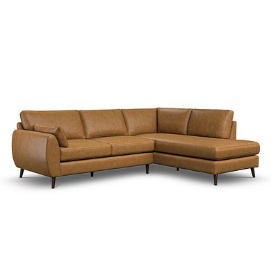 Nova Left Hand Corner Chaise Sofa in Brown Leather