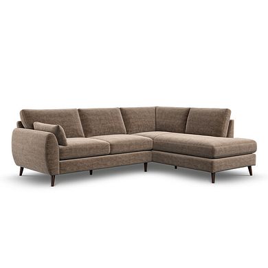 Nova Left Hand Corner Chaise Sofa in Canna Cocoa Fabric