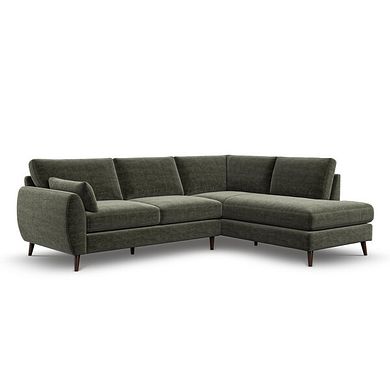 Nova Left Hand Corner Chaise Sofa in Canna Dark Green Fabric