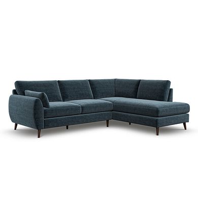 Nova Left Hand Corner Chaise Sofa in Canna Steel Blue Fabric