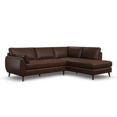 Nova Left Hand Corner Chaise Sofa in Dark Brown Leather