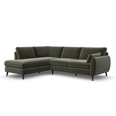 Nova Right Hand Corner Chaise Sofa in Canna Dark Green Fabric