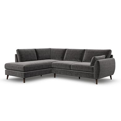 Nova Right Hand Corner Chaise Sofa in Canna Dark Grey Fabric