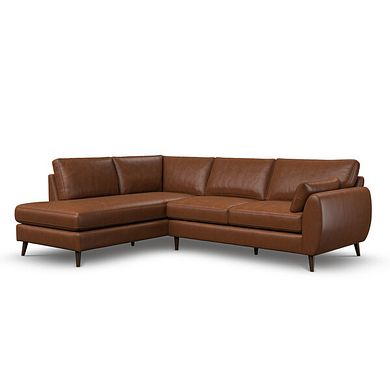 Nova Right Hand Corner Chaise Sofa in Chestnut Brown leather