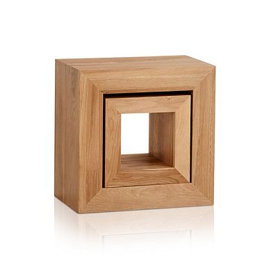 Oakdale Natural Solid Oak 2 Cube Nest of Tables