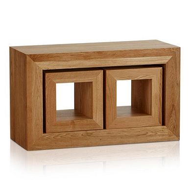 Oakdale Natural Solid Oak 3 Cube Nest of Tables
