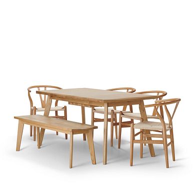 Oaklee Natural Oak Extendable Dining Table And 4 Lars Chairs with 1 Oaklee Bench