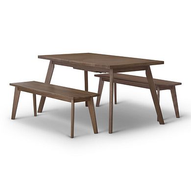 Oaklee Walnut Stained Solid Oak Extendable Dining Table 160-210cm + 2 Oaklee Natural Oak Dining Bench 140cm