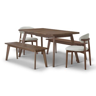 Oaklee Walnut Stained Solid Oak Extendable Dining Table 160-210cm And 4 Assorted Dining Chairs