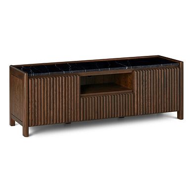 Oliver Dark Solid Oak and Black Marble Large TV Unit