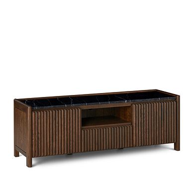 Oliver Dark Solid Oak and Black Marble Large TV Unit