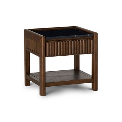 Oliver Dark Solid Oak and Black Marble Side Table