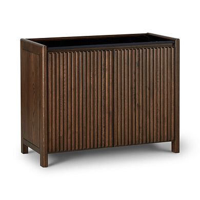 Oliver Dark Solid Oak and Black Marble Small Sideboard