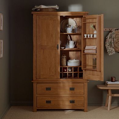 Original Rustic Solid Oak Large Larder