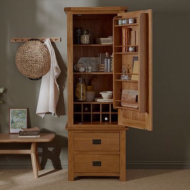 Original Rustic Solid Oak Small Larder