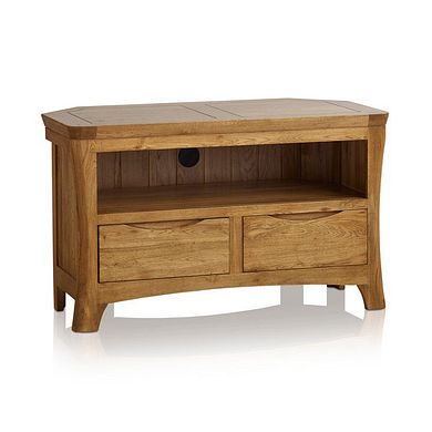Orrick Rustic Solid Oak Corner TV Cabinet